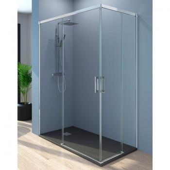 Mampara Ducha Jysan 115 cm, diseño angular, cristal antical transparente