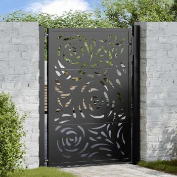 Puerta de Jardín Acero Negro Diseño Llama 105x130 cm