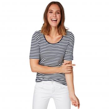 Tom Tailor T-Shirt für Frauen, Marineblau Ripp‑Streifen, XS