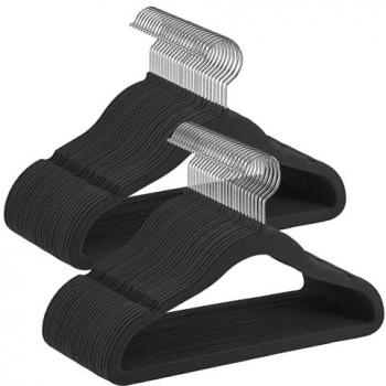 Children's Velvet Hangers, Black + Silver / 50
