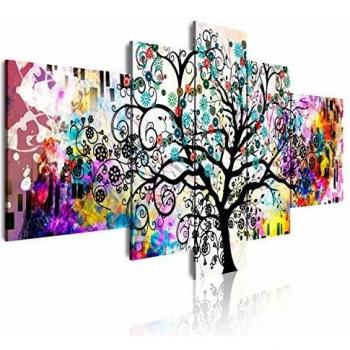 Lienzo Moderno Árbol de la Vida de Gustav Klimt 5 Piezas 180x85cm