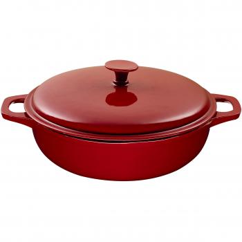 Rot‑Rund-Eisenguss-Bräter – 30 × 9 × 9,5 cm