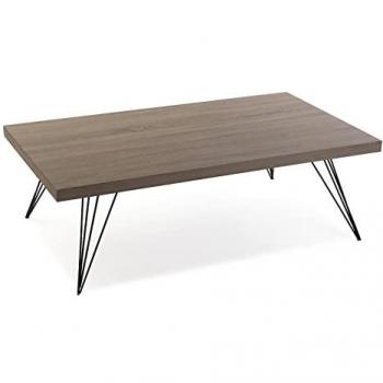 Mesa de Salón Versa Texas, 38x120x70 cm, Madera y Metal, Color Marrón y Negro
