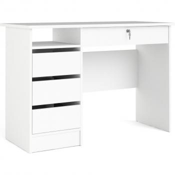 Function Plus Scrivania Ufficio Tvilum 109x48x75 cm, Colore Bianco, 3 Cassetti + Serratura