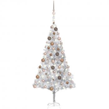 VidaXL 180 cm Silver Pre-lit Christmas Tree with Decorations