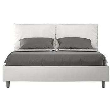Cama matrimonial Antea 160x210 símil piel blanca sin somier