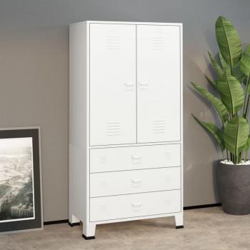 Industrial Style White Wardrobe 90x50x180 cm