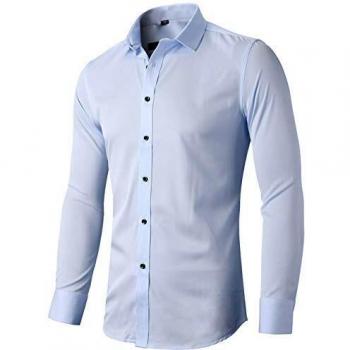 Inflation GreenThread Men’s 3XL Light Blue Bamboo Long‑Sleeve Shirt – Eco & Elastic