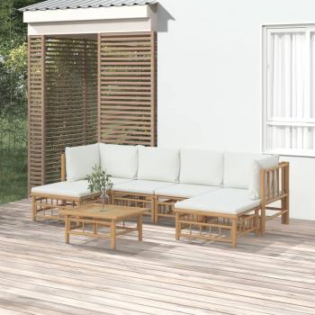 Vidaxl 7-teiliges Garten-Lounge-Set mit Cremeweißen Kissen aus Bambus
