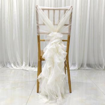 Lace Bowknot Chair Tie Band