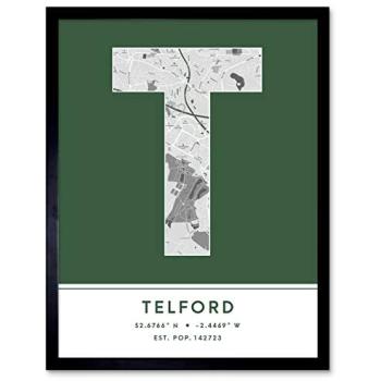 Green Wee Blue Coo Telford Map Poster