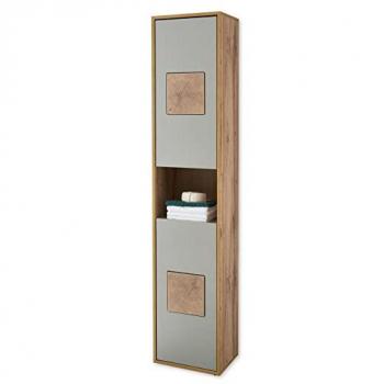 Hochschrank Badezimmer 40 x 190 x 30 cm in Wildeiche grau mit viel Stauraum