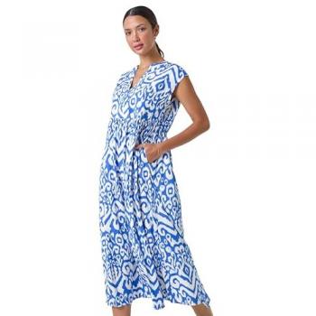 Roman Roman Damen Midi Smock Kleid in Blau