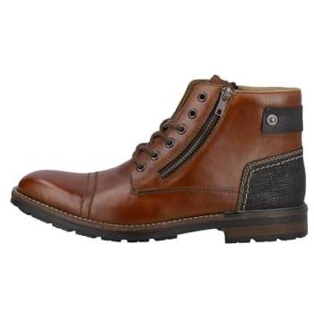 Bottes Rieker avec doublure en fourrure, fermeture éclair, semelle plate, bout courbé – Marron