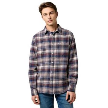 Wrangler Brushed Long Sleeve Navy Shirt