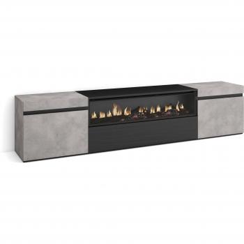 Meuble TV Effet Bois Ciment 200x35x45cm