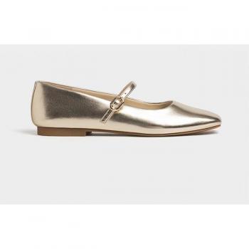 Stradivarius Ballerinas with Buckled Strap Gold Size 3