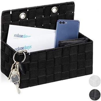 Panier Suspendu Multifonction, Organiseur de Salle de Bain, Couloir, 20x25x16,5 cm, Noir