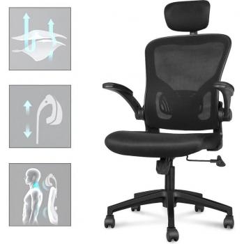 Bigzzia Adjustable Office Chair with Back Support and 90° Armrests