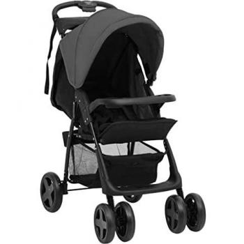 VidaXL 2‑in‑1 Metal Stroller – Dark Grey/Black