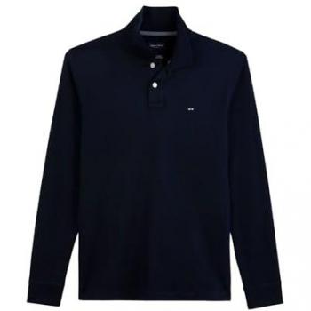 Eden Park polo brodé manches longues bleu