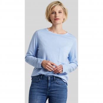 Rundhals-Shirt in Hellblau mit aufgesetzter Brusttasche