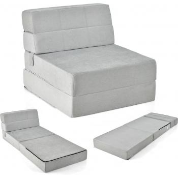 Materasso da Pavimento Grigio con Divano Letto Integrato
