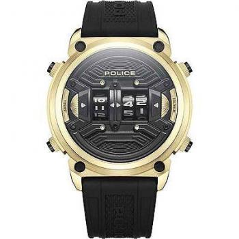 Police Men's Black Leather Watch
