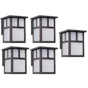 Aplique de Pared Exterior Rústico Japonés LED IP23 Marrón Óxido (5 unidades)