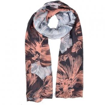 Bufanda Foulard de Algodón para Mujeres con Impresión Artística y Diseño de Hojas