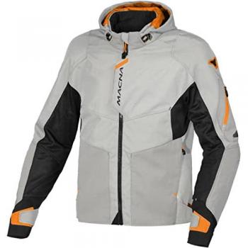 Macna Chaqueta Beacon Gris-Naranja para Moto, textil impermeable, con capucha, talla M