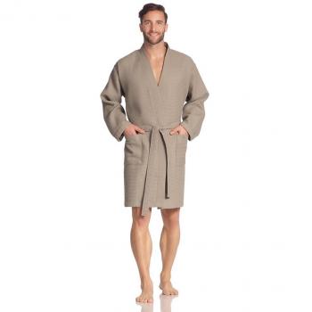 Vossen Kurzer Unisex‑Bademantel „Rom Pepplestone“ – 7470 – Grau – 100 % Baumwolle