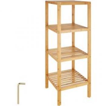 Scaffale per bagno in bambù, 4 ripiani, dimensioni 33 x 33 x 97 cm
