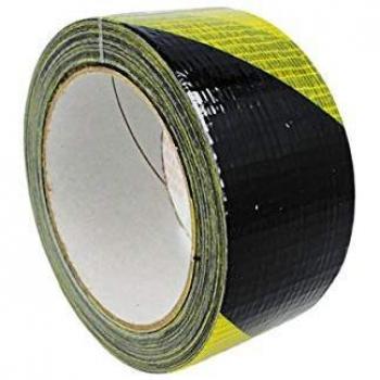Nastri Antinfortunistici Striscia Di Sicurezza Telato Nero e Giallo 50mm X 25mt Distanza di Cortesia Adesivo Segnaletica Da Pavimento