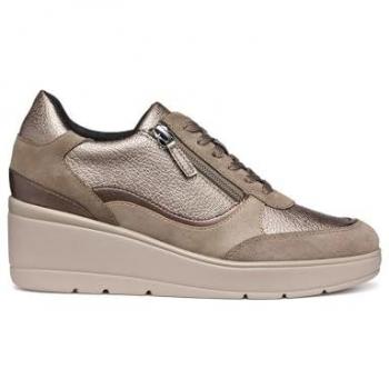 Tênis Feminino Geox D Ilde D46RAA Taupe com Plataforma C6029
