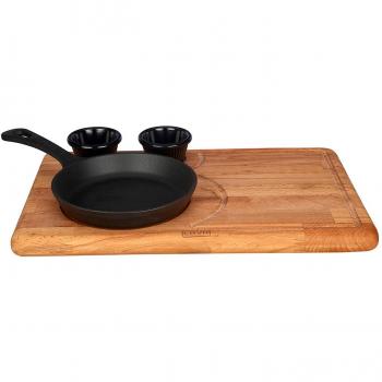 Lava Cast Iron Round Cookware with Wooden Serving Board Ø 16cm