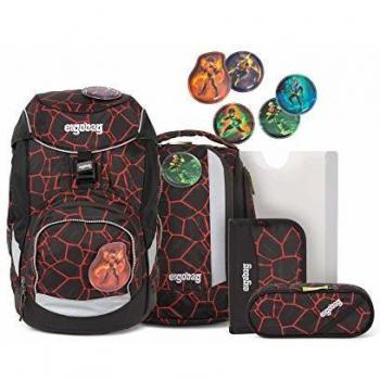 SupBärheld 6‑teiliges Ergobag Pack – Schulrucksack – Braun Farbvariante