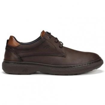 Zapato Casual de Piel para Hombre Fluchos Ragnar F1877 con Cordones y Suela de Goma Color Castaño Talla 42