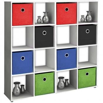 Vollständiges Aufbewahrungssystem: VCM Regal‑Säule, Raumteiler, Sideboard 123×120×30 cm, weiß