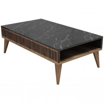 Mêlée de design Yemaya 105 × 60 cm – bois brut, noir marbré