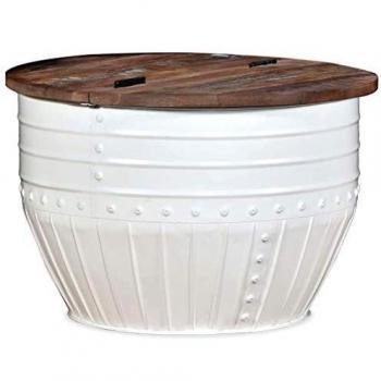 VidaXL Rustic White Barrel Coffee Table
