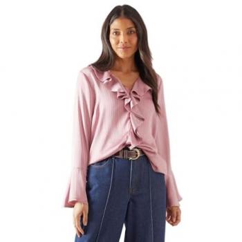 Ruffled Sleeve Crinkle Blouse