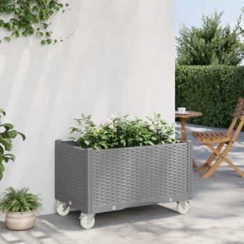 VidaXL Planter for Garden with Wheels, Light Grey, Dimensions: 80x50x54 cm, Made of PP