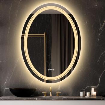 Miroir Ovale Lumineux Salle de Bain 60x80 cm avec Éclairage LED