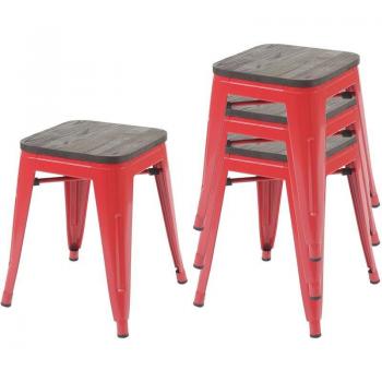 4 Tabourets en Métal et Bois