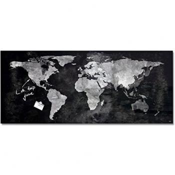 Sigel Glas-Magnettafel artverum, Weltkarte, 1300 x 550 mm