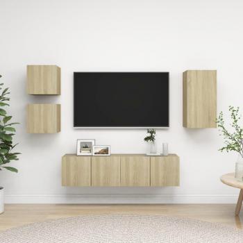 Sonoma Oak Engineered Wood TV Cabinet Set