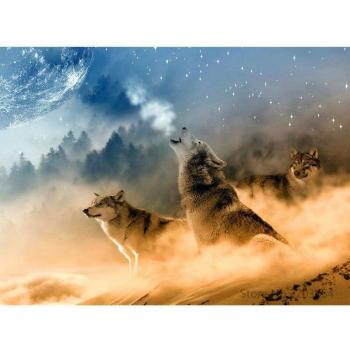 Full Circle Wolf Couple 5D DIY Diamond Craft – 20x30 cm