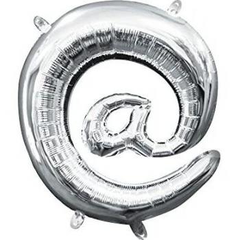 Mini Folienballon @ in Silber, 33 x 35 cm