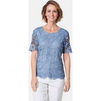 Chemisier dentelle chic bleu clair taille 42 Goldner Fashion